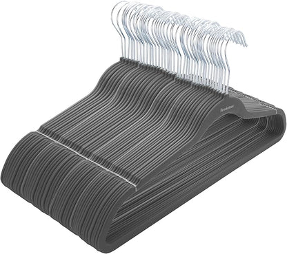 BROOKSTONE, [50 Pack] Velvet Hangers, [Non-Slip] 360° Swivel Hook, Lightweight & Slim, Strong & Durable, Space Saving Design, Heavy Duty, Won’t Stain Fabric