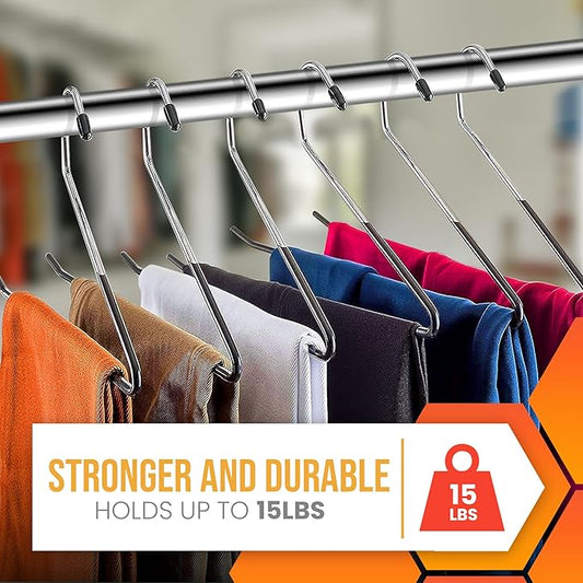Open Ended Pants Hangers 20 Pack Non Slip Pants and Jean Hangers for Closet Space Saving Clothes Hanger Strong, Durable, Organize Your Closet and Save Space Skirt Hangers Black (20)