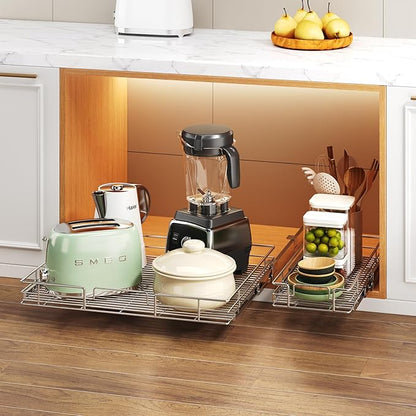 Pull Out Cabinet Organizer 31½" W x 21½" D, Heavy Duty Cabinet Pull Out Shelves, Slide Out Drawers Organization for Kitchen Cabinets Bathroom