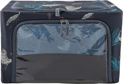 Periea 'Beau' Foldable Stackable Fabric Home Storage Boxes with Steel Frames - Set of 2 (Heron Print, Small)