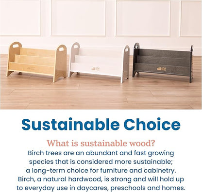 ECR4Kids 2-Shelf Tabletop Book Display with Handles, Beginner Bookshelf, Natural