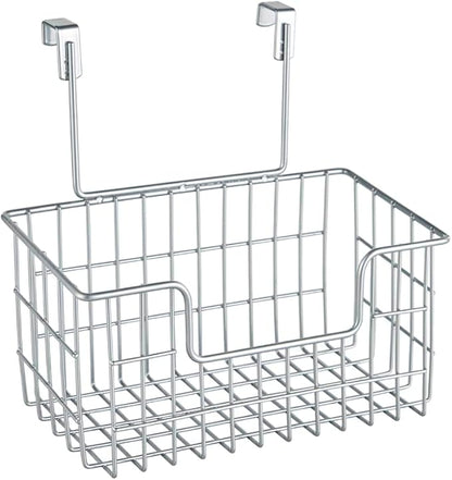 Wire Hanging Storage Basket 2 Packs, Wall Mounted Kitchen Bathroom Storage Basket, Home Multi-Functional, no Punching, Bearing Strong, Suitable for Home, Office,Chrome