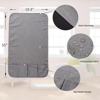 luckyjoyreal Waterproof Anti-Slip Sofa Armrest Organizer Armchair Caddy for Couch Remote Control Holder Sofa Armset Organizer with 6 Pockets Couch Armrest Storage for Book 35"x19.5" Grey 1 Pack