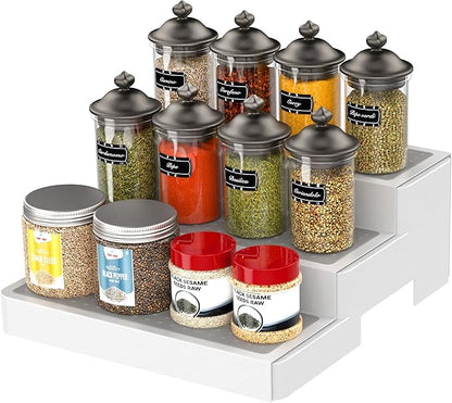 YAN & HIN Pack of 2, 3-Tier Spice Rack, Expandable and Non-Skid tiered Shelf, Medicine Cabinet Organizers, pantry organizers, and Seasoning Organizer, Canned Food Organizer