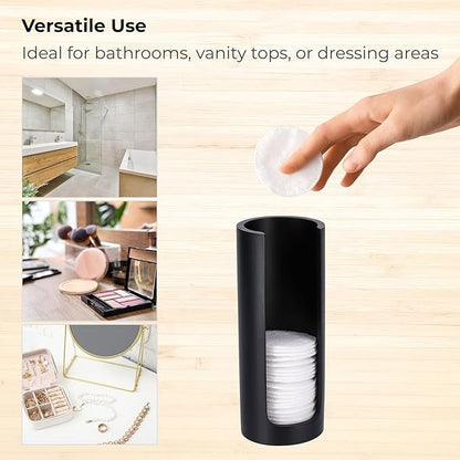 EVIDECO French Home Goods Minimalist Black Cotton Pad Holder - Bathroom Vanity Organizer for Makeup Rounds - Japandi Collection