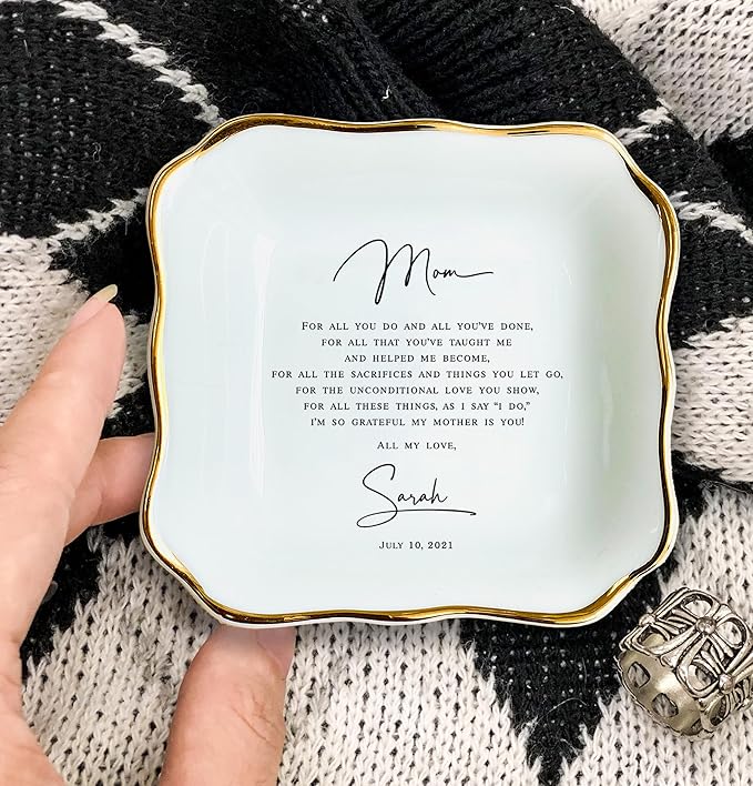 HatafaFurni Mother Gift, Square Ring Dish, Jewelry Dish, Jewelry Storage, Mother's Day Gifts, Gift for Mother, Bonus Mom, Step Mother, Mother Appreciation, Gift For Second Mom, Stepmom Present
