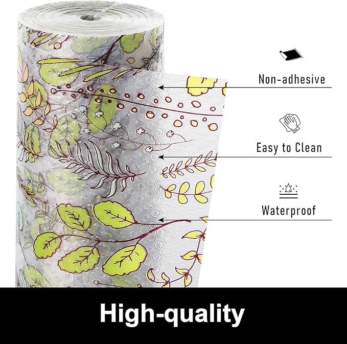 Cooyes Shelf Liner, Non-Adhesive Waterproof Drawer Liner, Durable Easy-to-Cut EVA Shelf Paper for Kitchen Cabinets, Refrigerator, Cupboard, and Dresser （11.8" W x 118" L）