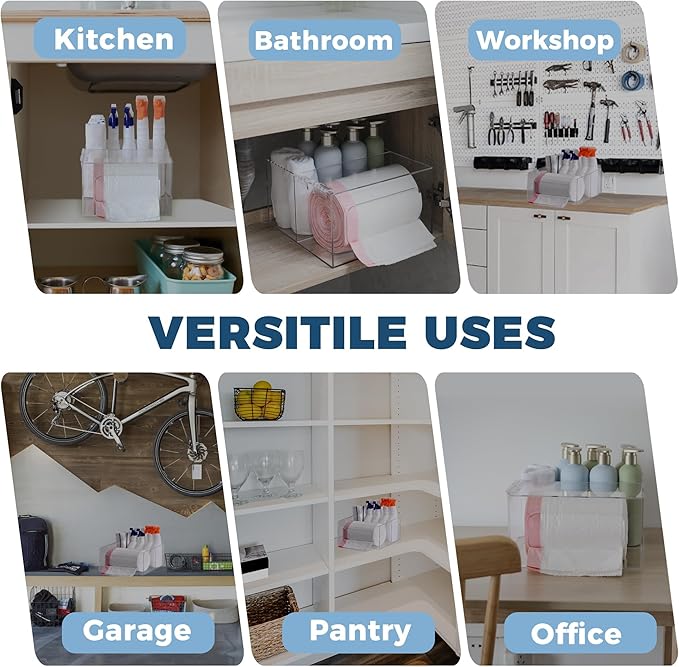 Storage Standard Trash Bag Kitchen and Bathroom Organizer - Large Garbage Bag Under Sink Dispenser - Acrylic Storage Cabinet
