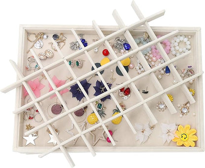Stratalife Earring Organizer Stackable Jewelry Tray Drawer Organizer Removable Display Tray Organizer for Jewelry Necklace Earring Drawer Insert (40 Grid)