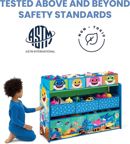 Baby Shark Deluxe 9 Bin Design and Store Toy Organizer by Delta Children, Greenguard Gold Certified