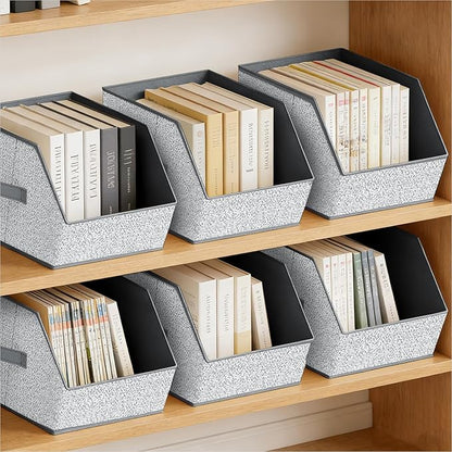 Large Closet Storage Cubes - Closet Storage Bins with Dual Handles for Clothes, Towels, Toys, Shelf Organizer Bins for Bedroom, Nursery, Shelves, Small Spaces, Ant Light Gray, 6 Pack