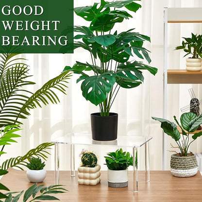 2 Pcs 16 Inch Extra Large Acrylic Risers Display Stands Rectangular 4-leg Acrylic Plant Stand, 6mm Thick Clear Shelf Riser Display Stands for Decor Collectibles Figures and Item Photography