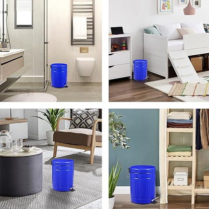 5 L Round Step Pet Trash with Lid,Mini Metal Pedal Bin,Small Garbage Can Wastebasket for Home,Car or Office