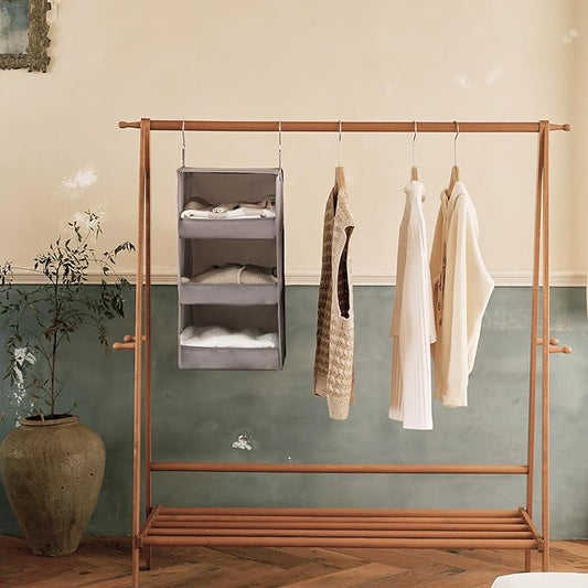GRANNY SAYS 3-Shelf Hanging Closet Organizer and Storage, Collapsible Hanging Closet Shelves, Hanging Organizer for Closet & RV, Gray, 29 ½" H X 12" W X 12" D, 1-Pack