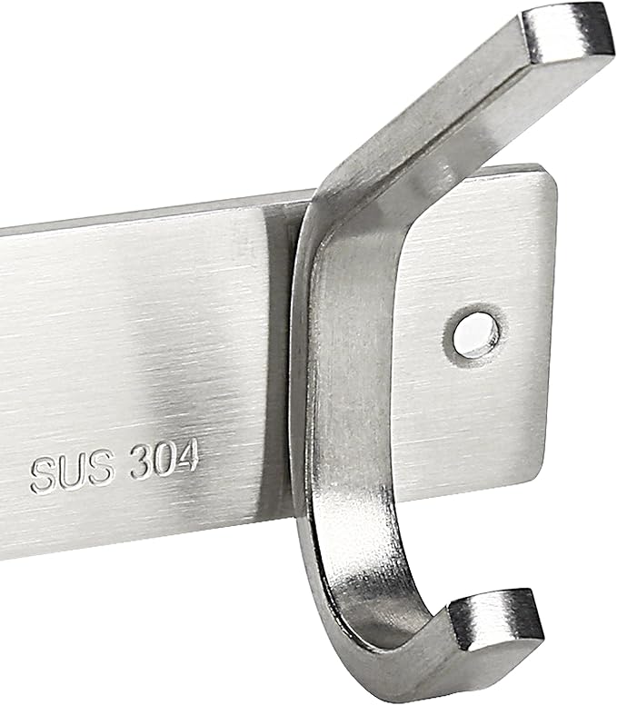 WEBI Heavy Duty 24 Inch SUS 304 Coat Bath Towel Hook Hanger Rail Bar with 8 Hooks,Brushed Finish,for Bedroom,Foyers,Hallways Home Office Storage Organization, C-CBG08