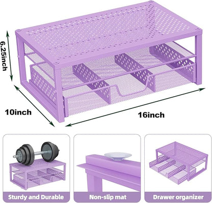 Simple Trending Metal Monitor Stand Riser and Computer Desk Organizer with Drawer for Laptop, Computer, iMac, Purple