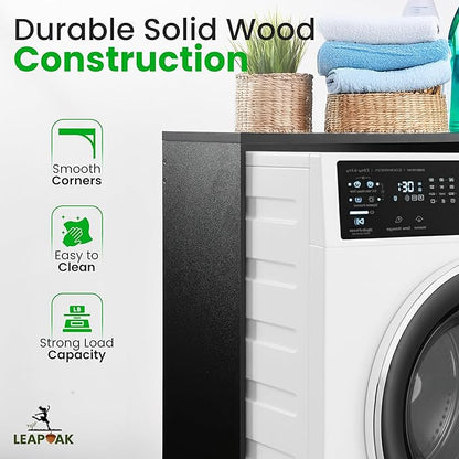 Over the Washer and Dryer Storage Shelf – Engineered Wood Laundry Room Organizer with Side Panels, Wall-Mounted Washer Dryer Utility Shelf Top Surface for Folding and Laundry Supplies