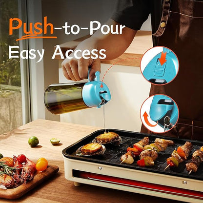 TrendPlain - Original 16oz/470ml Olive Oil Dispenser Bottle for Kitchen Gadgets and Air Fryer Accessories - Olive Oil Sprayer for Cooking w/Stickers - Sky Blue