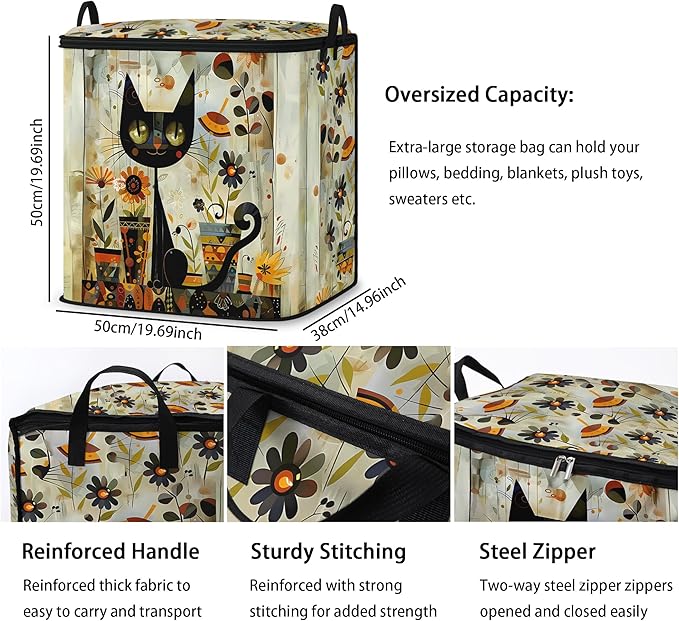 Dawuyu king comforter storage bag,clothes,blanket,bedding,pillow quilt organizer for closet,fabric moving bags with portable handles and zipper 95L(2pack)