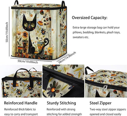 Dawuyu king comforter storage bag,clothes,blanket,bedding,pillow quilt organizer for closet,fabric moving bags with portable handles and zipper 95L(2pack)