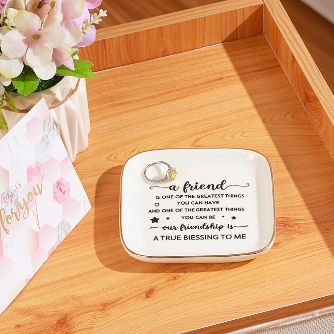 PUDDING CABIN Friendship Gifts for Women Friend Jewelry Dish Our friendship is a true blessing to me Friend Birthday Gifts for Women Christmas Gifts for Friends Female