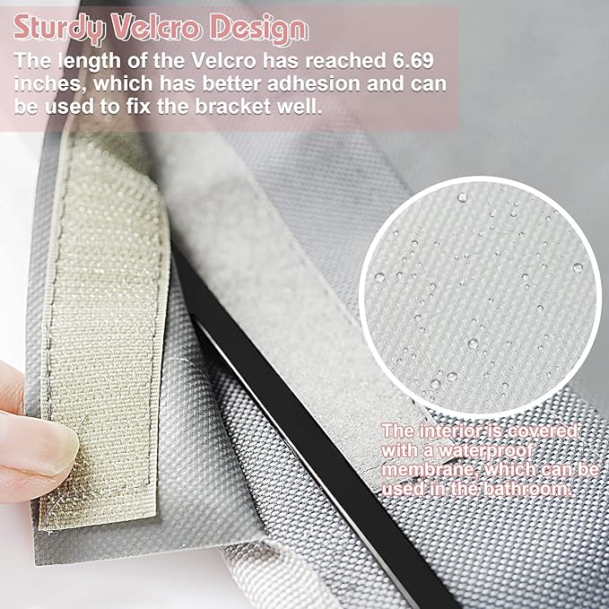 Retyion Bedside Storage Bag with 4 Hooks Multi-Function Hanging Organizer Caddy for Headboards Bunk Bed Hospital Bed (Grey)