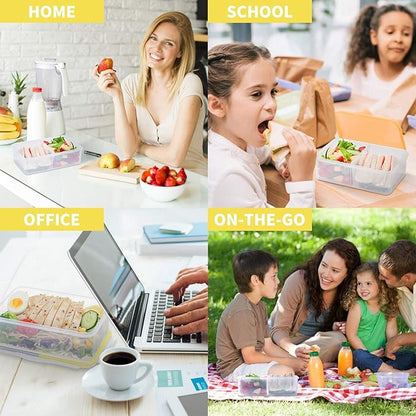 KIGI 2 PACK 38.9Oz Reusable Meal Prep Containers with Lids, Airtight Food Storage Containers Set, Leak-proof To Go boxes for Food, Microwave & Freezer & Dishwasher Safe (Yellow-grey)
