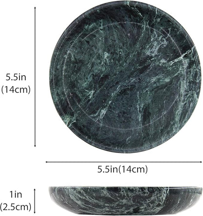 Plukers Small Natural Marble Jewelry Tray Key Plate Holder Dish Trinket Decor Catch All Bowl for Ring Earring Stone Gift for Women Daugther,Verde Alpi Green