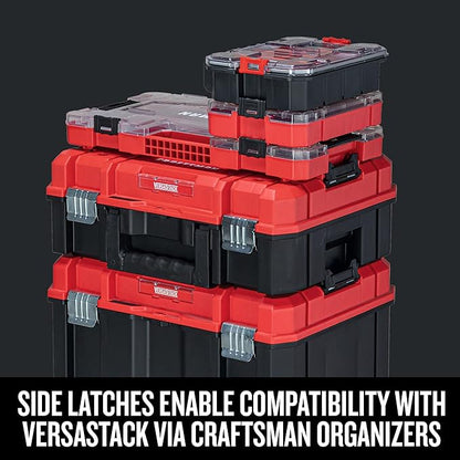 CRAFTSMAN VERSASTACK Storage Organizer, Small Parts Organizer, 8 Compartments, Lid Includes Secure Latch (CMST17827)