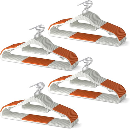 MLKJHHI 40 Pack Heavy Duty Plastic Hangers, Non Slip Clothes Hangers with Rubber Pads and 360° Hook - Thin Space Saving Hanger, Closet Organizer for Shirt, Pants, Suit, Skirt, Coat - Orange