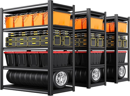 Set of 3 Garage Shelving 5-Tier Heavy Duty Storage Shelves, Adjustable Metal Shelving Unit, Utility Garage Organizer Shelf for Basement, Pantry, Warehouse, Supermarket, 45.7" Wx19.7 Dx71.2 H