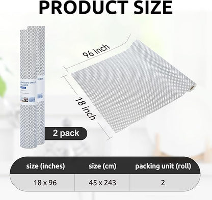 RAY STAR 18X96 Inch Shelf Liner for Kitchen Cabinets, Non-Adhesive Cabinet Liner Washable, PVC Drawer Liner for Dresser Non-Slip Bathroom (Black Circle)(2 Roll)