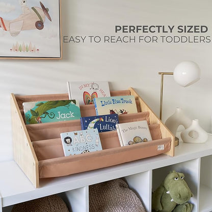 ZICOTO Decorative Wooden Bookshelf for Kids Rooms - Keeps Plenty of Books Neatly Organized & Within Reach for Toddlers - Easy Install Montessori Book Shelf for Baby's Bedroom or Playroom Decor