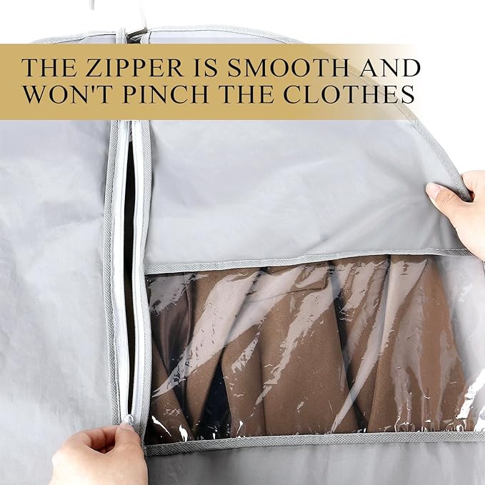 39-Inch Garment Bags Covers,Hanging Clothes Bag, Suit Cover Bags with Clear Window for Hanging Closet Clothes Storage and Travel (Gray-39Inch)