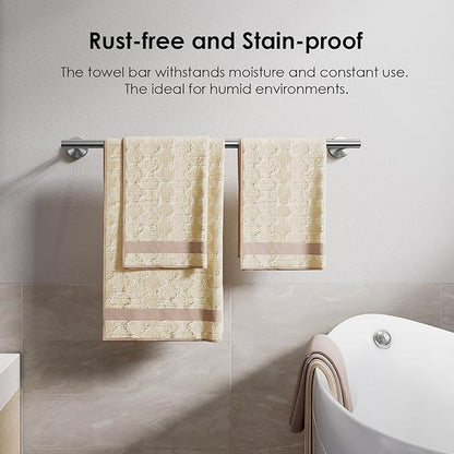FORIOUS Towel Bar Wall Mounted, Stainless Steel Towel Racks for Bathroom 18 Inch, Includes Wall Mounting Hardware (Brushed Nickel, Total Length 20 Inch)