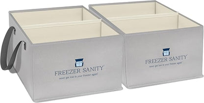 The Original Chest Freezer Organizer Bins, Stackable Storage Organizers, Deep Freezer Dividers, Handles, Heavy-Duty, Water-Proof (2 Pack Regular 15x14x9)