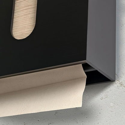 eBun Bamboo Folded Paper Towel Holder – Wall Mount & Countertop Paper Towel Dispenser for Bathroom, Kitchen & Office – Fits C-Fold, Multifold, Z-Fold Towels – Rustic Modern Design, Black