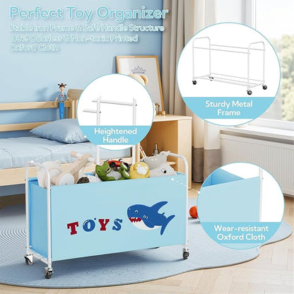 GRANNY SAYS Toy Box for Boys, Large Toy Chest Storage with Wheels, Metal Kids Toy Storage Organizer for Stuffed Animals, 135L Kids Toy Bins for Bedroom, Living Room, Nursery, Blue