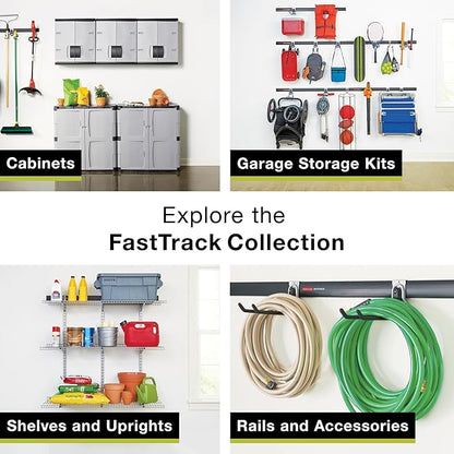 Rubbermaid FastTrack 2-Handle Hook (S Hook) Mounted Garage Storage and Space Saving Organization System Metallic Powder-Coated Steeel for Rakes/Brooms/Toys/Ladders