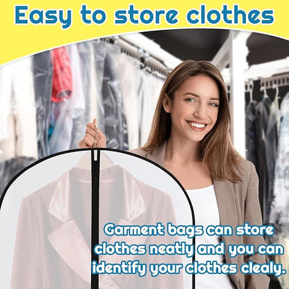 Amylove 20 Pcs 72/60/40 Inch Clear Garment Bags for Hanging Clothes, Dress, Gown, Coat & Suit Storage Bags with Zipper - Dustproof Cover for Closet Clothes Storage Travel(24 x 72 Inch)
