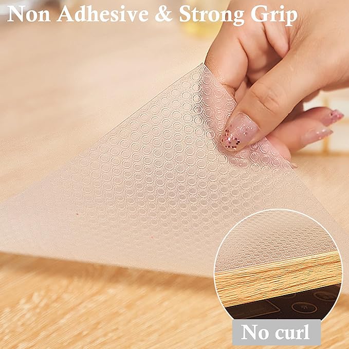 Shelf Liner for Kitchen Cabinets 16 Inch Wide X 20 Ft Non Adhesive Cabinet Drawer Liners Non Slip Waterproof Strong Grip Clear Closet Pantry Shelf Liner Cupboard Refrigerator Bathroom Drawer Mat