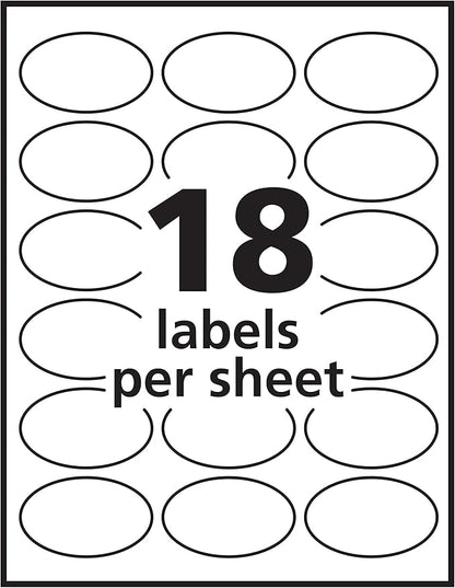 Avery Printable Blank Oval Labels, 1.5" x 2.5", Glossy Crystal Clear, 180 Customizable Labels (22854)