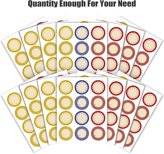 Outus 240 Pieces Canning Label Round Shaped Jar 2 Inch Mason Jar Lid Stickers Multicolored Meal Label for Food Container, Glass Bottle, Canned Supplies, Home and Kitchen Organization, School Class