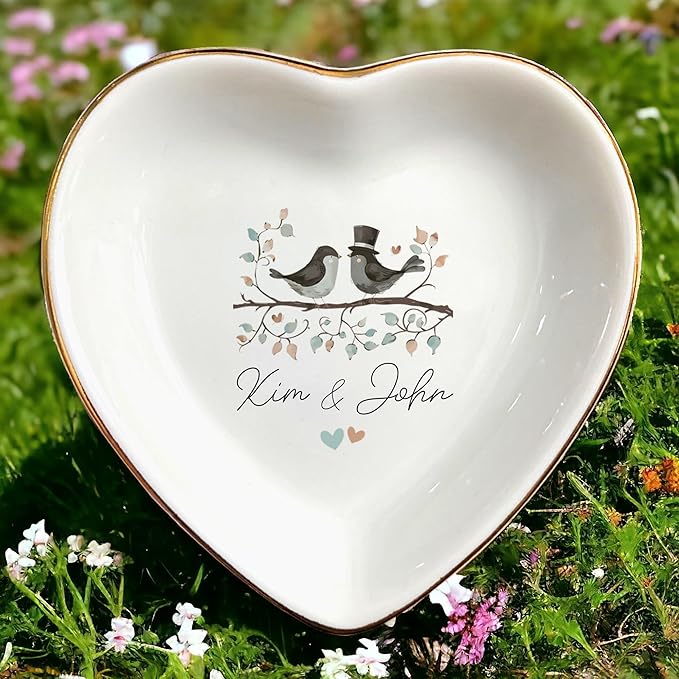 Wedding Ring Dish Jewelry Trinket Tray for Mother-in-law,Bridesmaid,Mother of the Bride/Groom-Engagement,Bridal Shower,Bachelorette Gifts for Couples,Mr. Mrs. (Wedding Custom 1)