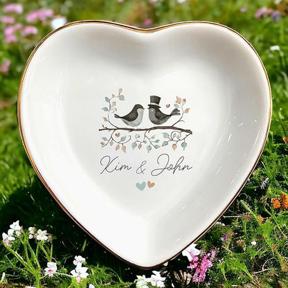 Wedding Ring Dish Jewelry Trinket Tray for Mother-in-law,Bridesmaid,Mother of the Bride/Groom-Engagement,Bridal Shower,Bachelorette Gifts for Couples,Mr. Mrs. (Wedding Custom 1)