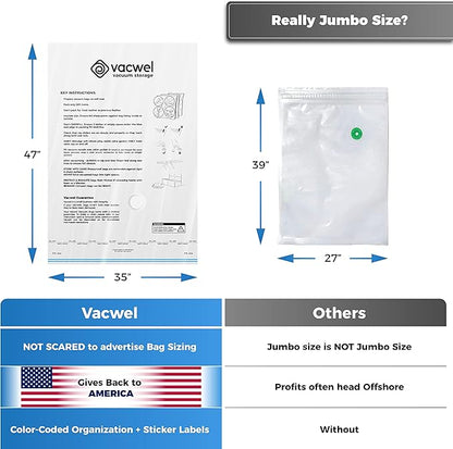 5-Pack XXL- Jumbo Space Vacuum Storage Bags for Clothing Storage - Vacuum Space Bags for Comforters, Blankets and Clothes - 5x XXL Size (47x35in)