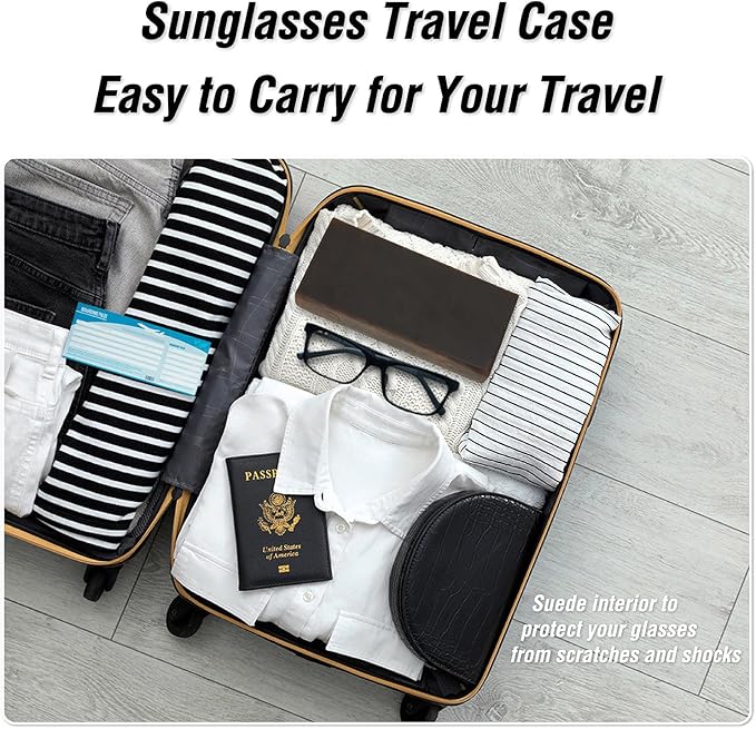 CataPurus Sunglasses Organizer Case for Man & Woman, Top Grain Leather & Handmade, Portable Travel Eyeglasses Storage Holder