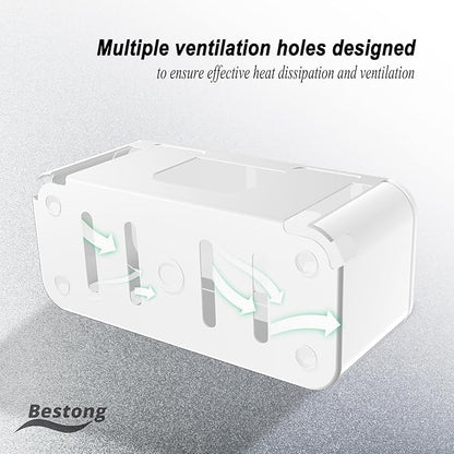 Power Strip Cover Box - Hide Power Strip for TVs and Computers, Electrically Safe Cord Organizer Box, Cord Box Crafted from Durable ABS Material (2pack,White)