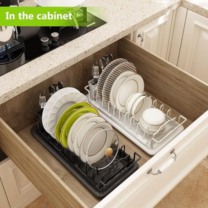 Sink Dish Drying Rack - Expandable Small Dish Rack Dish Drainer for Kitchen Counter with Cutlery Holder, Drying Rack Fit for 15’’-20’’ Kitchen Sink,Ideal for small apartments, RVs, and campers.