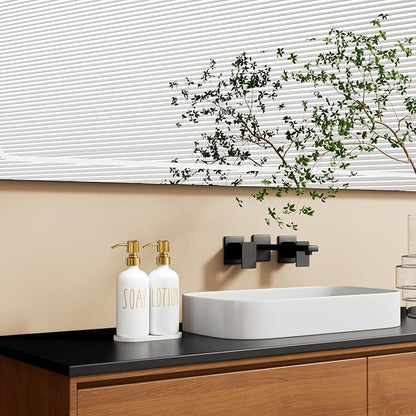 MOMEEMO Bathroom Soap Dispenser Set, Contains Lotion and Hand Soap Dispenser, Suitable for Bathroom Decor. (White)